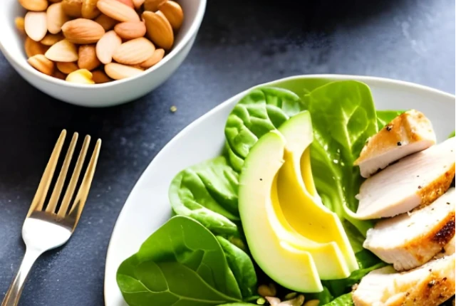 Deliciosa ensalada de pollo y almendras para diabéticos