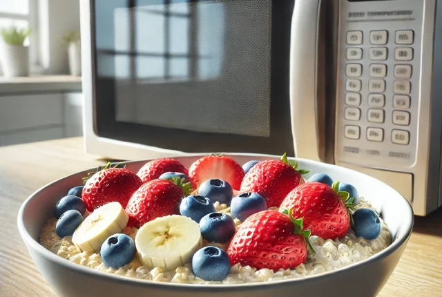 desayuno saludable preparado en el microondas